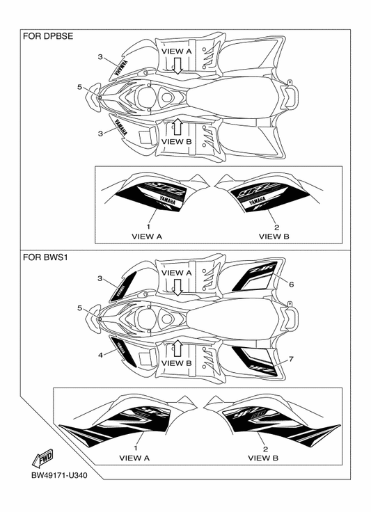 Yamaha BW4-F15C9-00 Graphic 6 — shown on the Graphics parts diagram