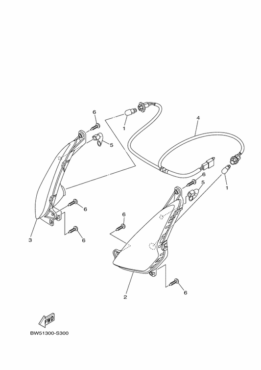 Yamaha BW5-H3320-00 Front Flasher Light Assy 2 — shown on the Flasher Light parts diagram