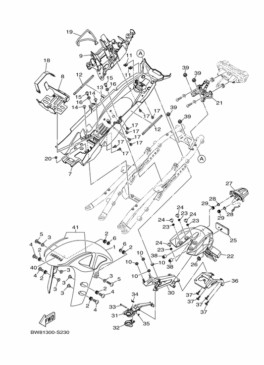 Yamaha 90109-06201 Bolt — shown on the Fender parts diagram