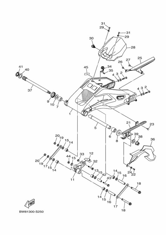Yamaha 2CR-2217M-00 Arm 1 — shown on the Rear Arm parts diagram