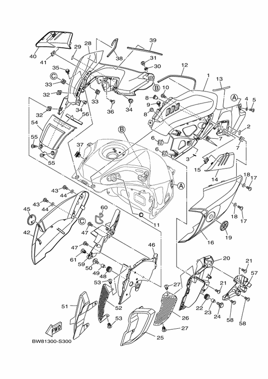 Yamaha 1S4-2476U-00 . Protector 1 — shown on the Fuel Tank 2 parts diagram