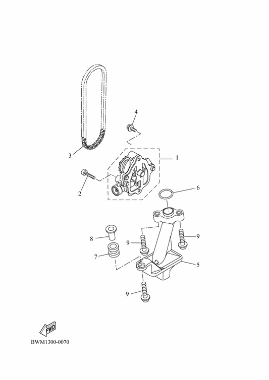 Yamaha BWM-E3300-00 Oil Pump Assy — shown on the Oil Pump parts diagram