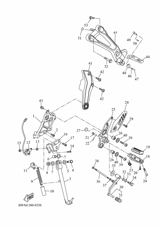 Yamaha 90109-06346 Bolt — shown on the Stand & Footrest parts diagram