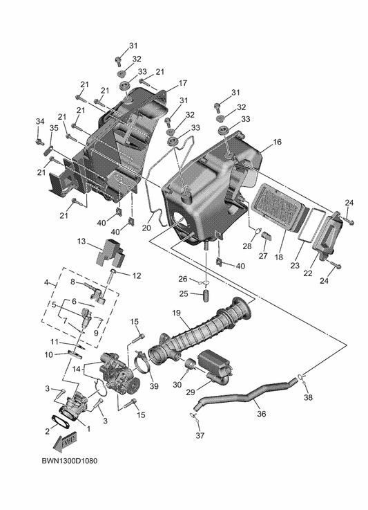 Yamaha 90467-20804 Clip — shown on the Intake parts diagram