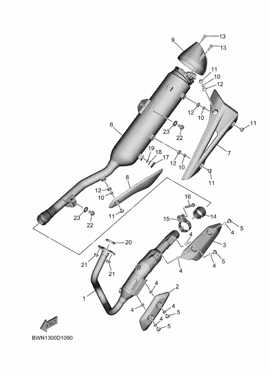 Yamaha BK7-E4613-00 Gasket, Exhaust Pipe — shown on the Exhaust parts diagram