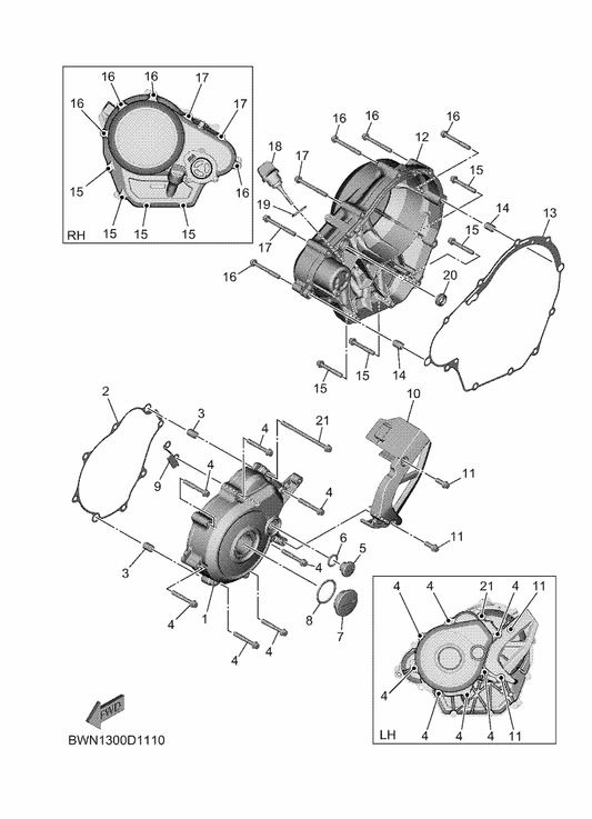 Yamaha 95E32-06090 Bolt, Flange Deep Recess — shown on the Crankcase Cover parts diagram