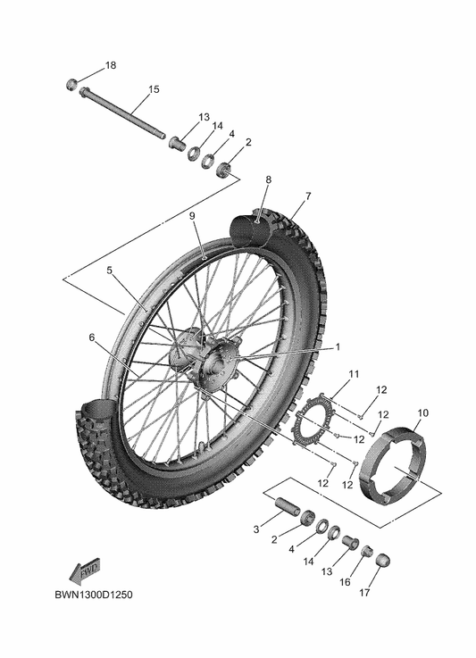 Yamaha 90560-15290 Spacer — shown on the Front Wheel parts diagram