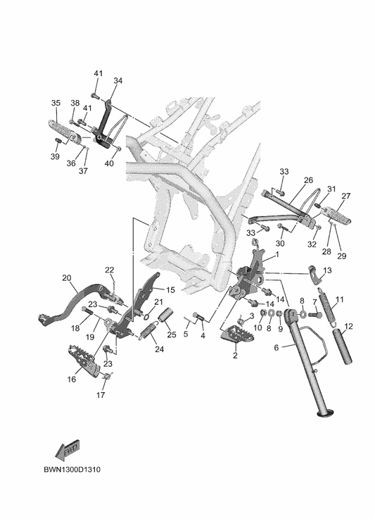 Yamaha 90201-12631 . Washer, Plate — shown on the Stand & Footrest parts diagram