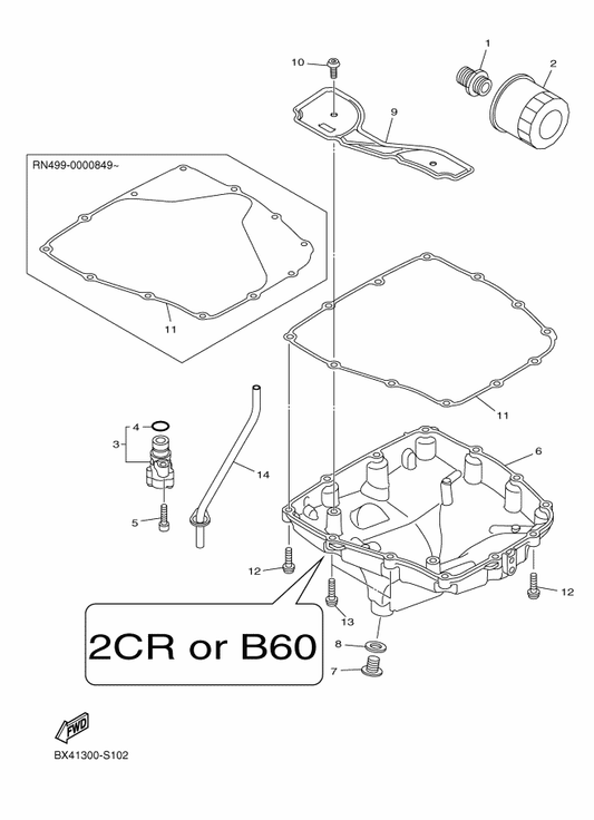 Yamaha 90430-14005 Gasket — shown on the Oil Cleaner parts diagram