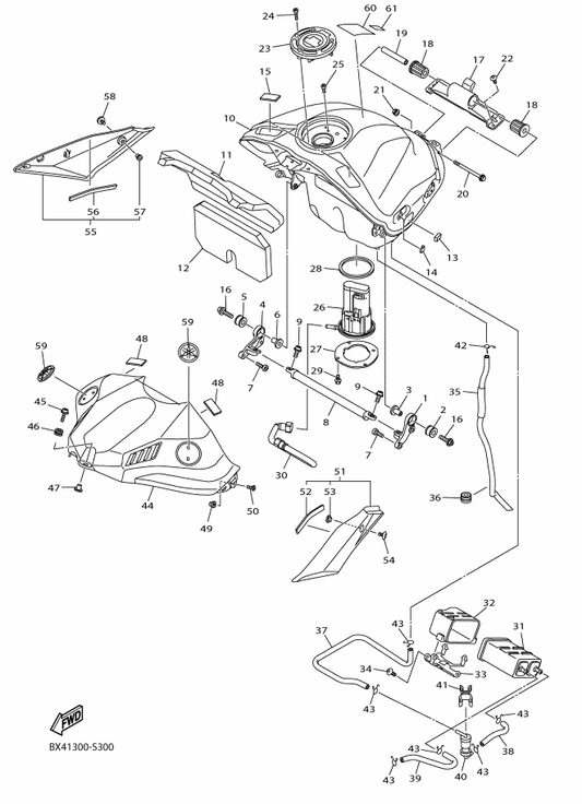 Yamaha 2CR-2171A-00-P0 Cover, Top — shown on the フユエルタンク parts diagram