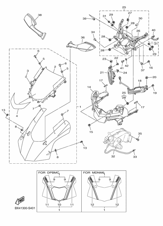 Yamaha BX4-2834X-00 . ｸﾞﾗﾌｲﾂｸｾﾂﾄ 1,ｶｳﾘﾝｸﾞ — shown on the カウリング 1 parts diagram