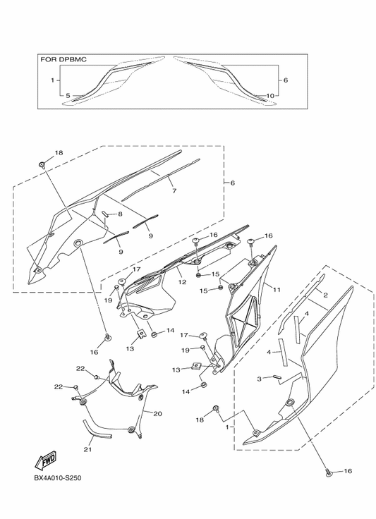 Yamaha 2CR-W2171-91-P6 ｶﾊﾞｰ,ｻｲﾄﾞ 1 — shown on the サイドカバ parts diagram
