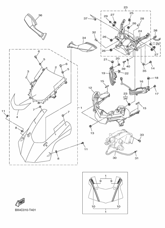 Yamaha BX4-2834X-10 . Graphic Set 1, Cowling — shown on the カウリング 1 parts diagram