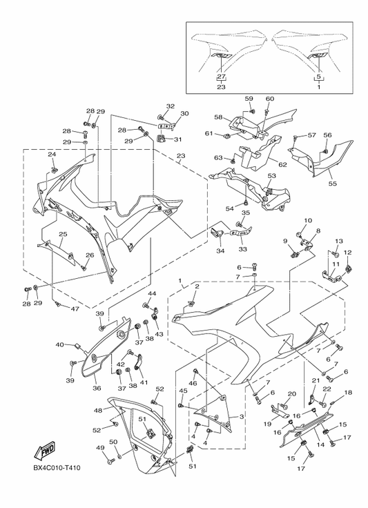 Yamaha 2CR-Y283V-90-P5 Panel Assembly 2 — shown on the カウリング 2 parts diagram