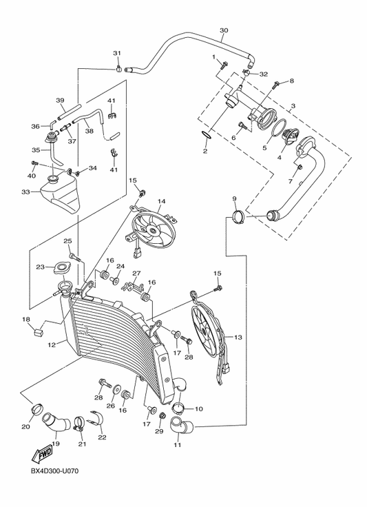Yamaha 2CR-26279-00 Guide, Cable — shown on the Radiator & Hose parts diagram