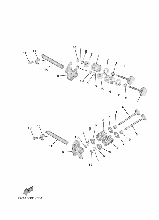 Yamaha 91312-05014 Bolt — shown on the Valve parts diagram