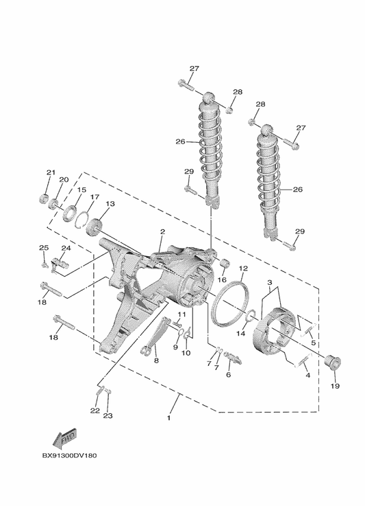 Yamaha 95D32-10060 Bolt, Flange Deep Recess — shown on the Rear Arm & Suspension parts diagram