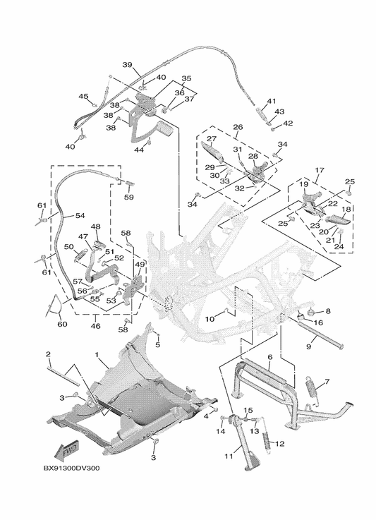 Yamaha B74-F7440-00 Rear Footrest Assy 2 — shown on the Stand & Footrest parts diagram