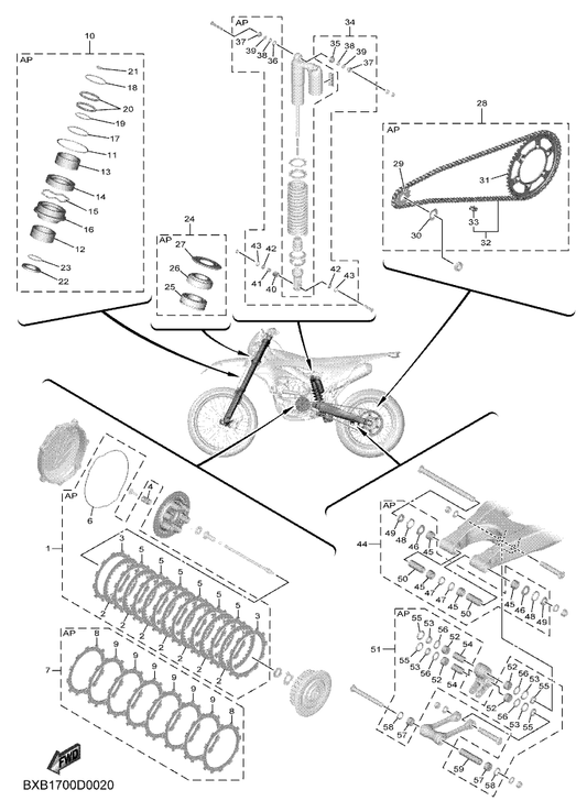 Yamaha 2CR-16321-00 . Plate, Friction — shown on the Maintenance Parts Kit parts diagram