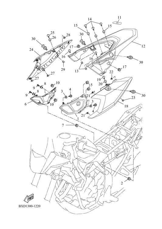 Yamaha D08-F1731-00-P3 Cover, Side 3 — shown on the Side Cover parts diagram