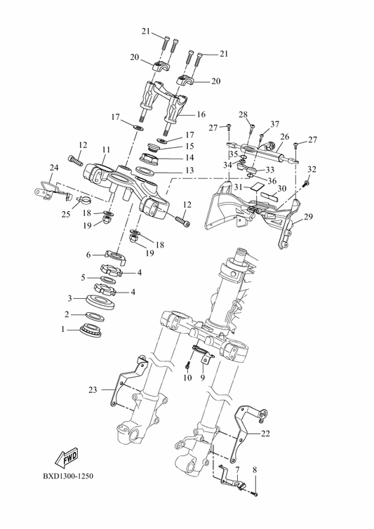 Yamaha 90464-21003 Clamp — shown on the Steering parts diagram