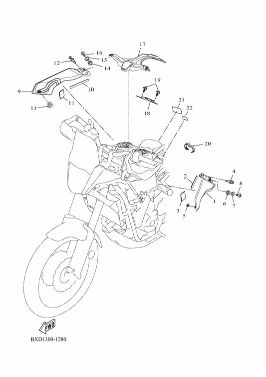 Yamaha BXD-F4744-01 Plate, Seat Fitting — shown on the Fuel Tank 2 parts diagram