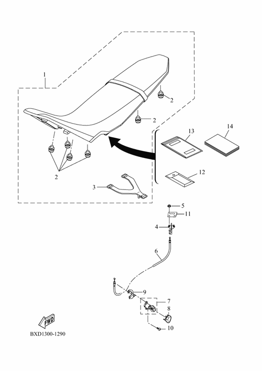 Yamaha BXD-F4730-00 Double Seat Assy — shown on the Seat parts diagram