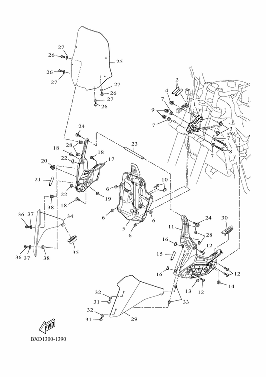 Yamaha 90387-08130 Collar — shown on the Cowling 1 parts diagram