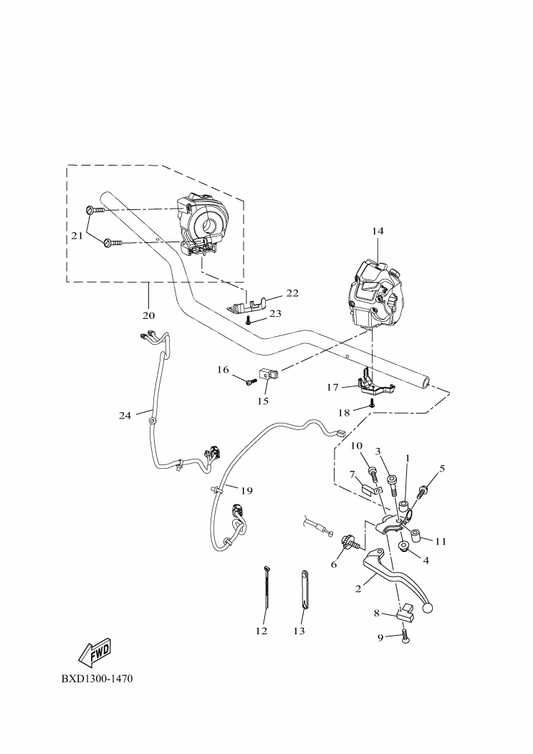 Yamaha BXD-H2318-00 Wire, Sub-Lead — shown on the Handle Switch & Lever parts diagram