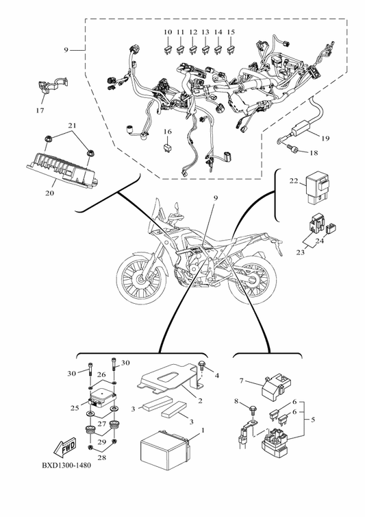 Yamaha BXD-H2590-00 Wire Harness Assy — shown on the Electrical 1 parts diagram