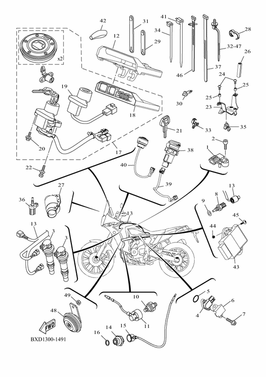 Yamaha 90464-20816 Clamp — shown on the Electrical 2 parts diagram