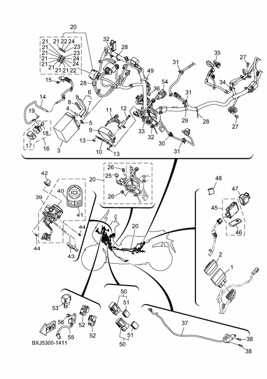 Yamaha B9Y-H1950-00 Relay Assy — shown on the Electrical 1 parts diagram