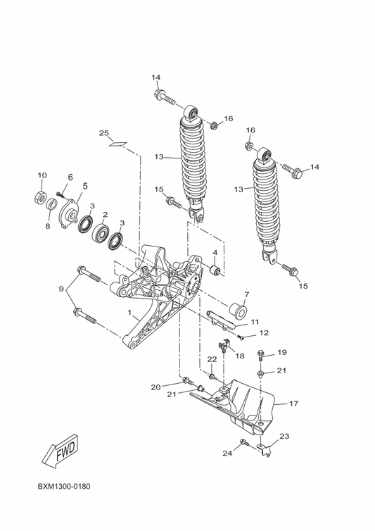 Yamaha B9Y-F1613-00 Stay, Fender 1 — shown on the Rear Arm & Suspension parts diagram