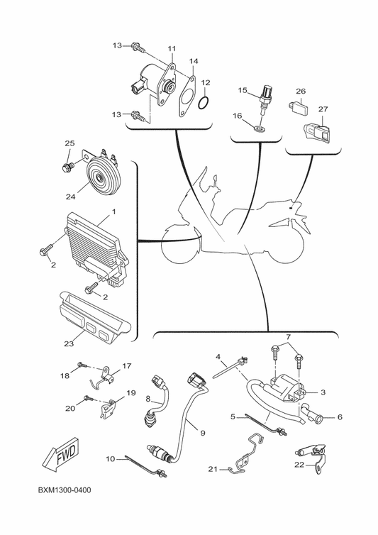 Yamaha B9Y-H1614-00 Protector — shown on the Electrical 2 parts diagram