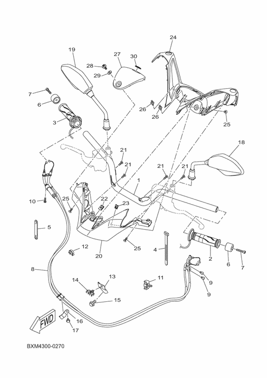 Yamaha BXJ-F6246-00 End, Grip — shown on the Steering Handle & Cable parts diagram