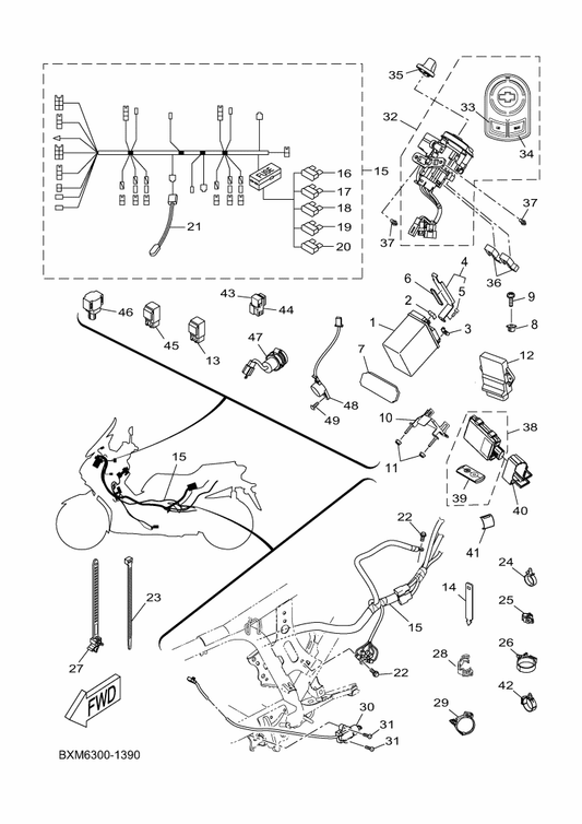 Yamaha BXM-H2590-10 Wire Harness Assy — shown on the Electrical 1 parts diagram