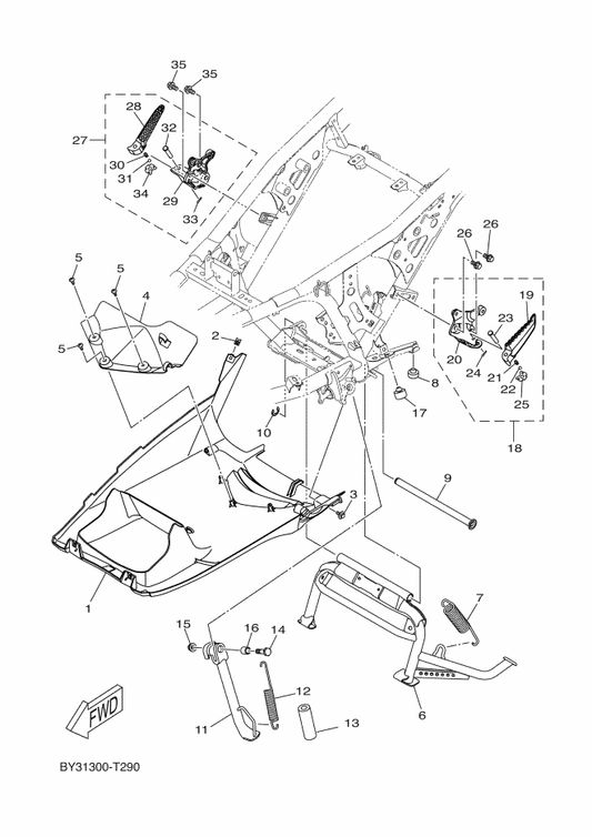 Yamaha B74-F8385-01 Cover, Under — shown on the Stand & Footrest parts diagram