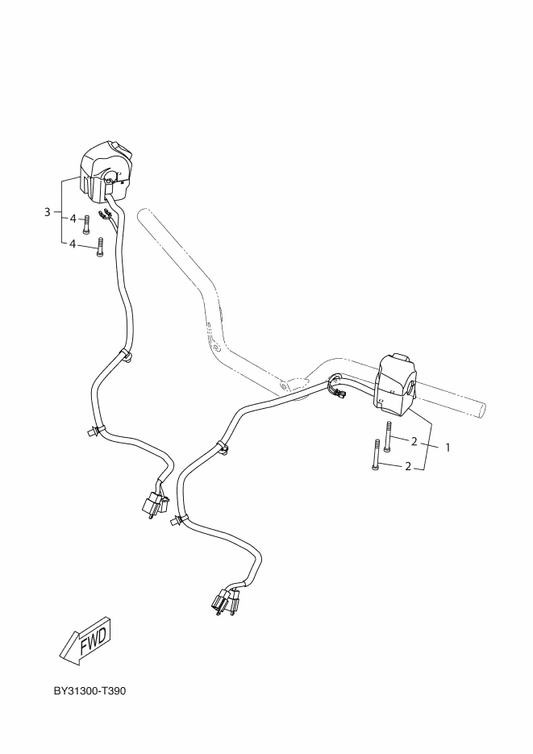 Yamaha B9Y-H3973-00 Switch, Handle 3 — shown on the Handle Switch & Lever parts diagram