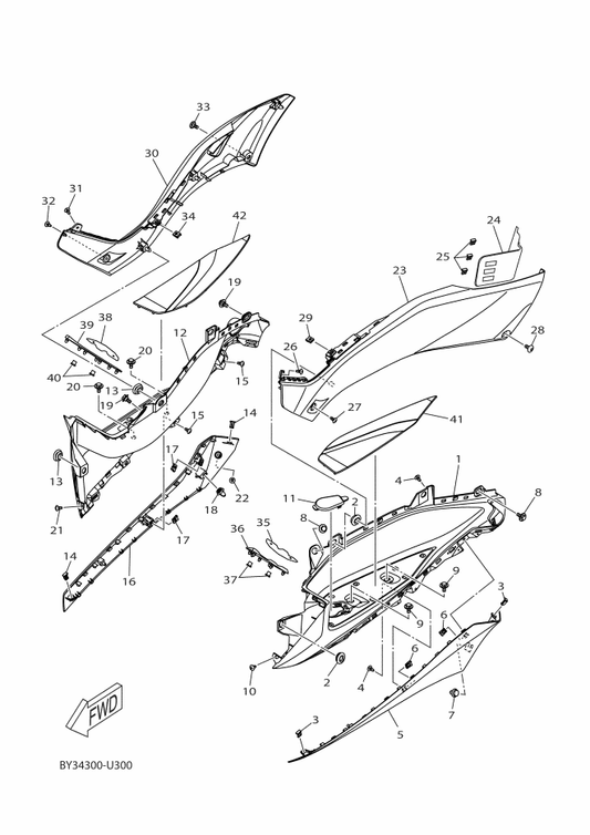 Yamaha BL1-F1721-00-P1 Cover, Side 2 — shown on the Stand & Footrest 2 parts diagram