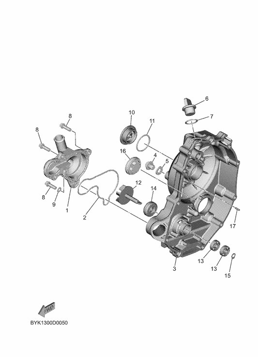 Yamaha B6H-E2223-00 . Seal — shown on the Water Pump parts diagram
