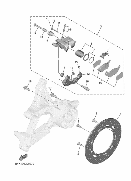Yamaha 5TL-F5838-00 . Sleeve, Caliper — shown on the Rear Brake Caliper parts diagram