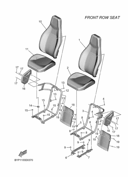Yamaha B4J-F473C-02 Frame, Seat 1 — shown on the Seat parts diagram