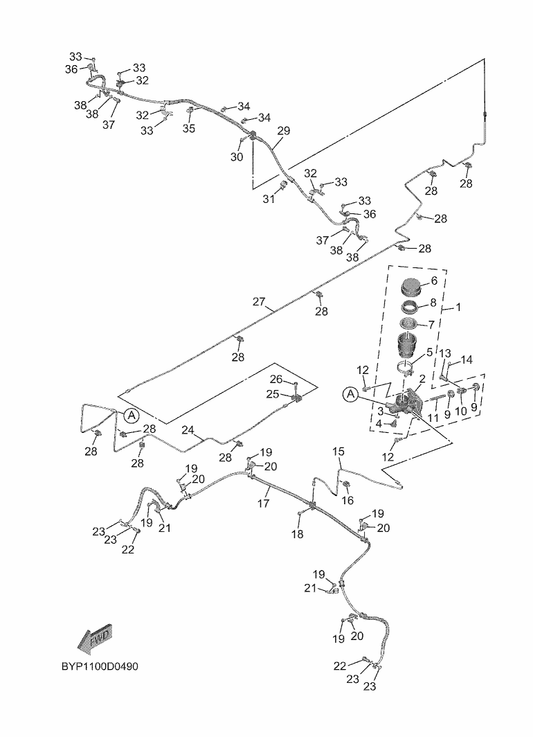 Yamaha 2PG-2583T-01 Master Cylinder Assy — shown on the Master Cylinder parts diagram