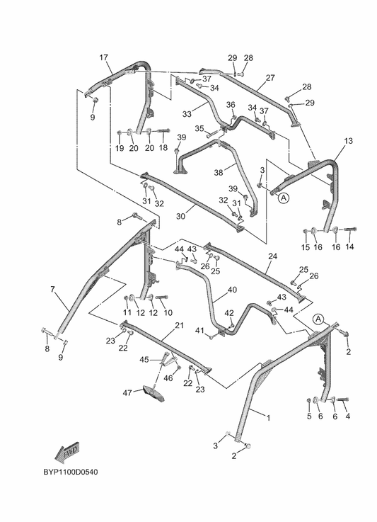 Yamaha B4M-K830B-00 Roof Support Assy 2 — shown on the Guard 2 parts diagram