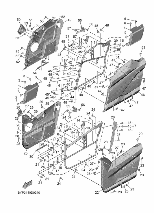 Yamaha BYP-F17G0-30 Side Cover Comp. 3 — shown on the Side Cover parts diagram