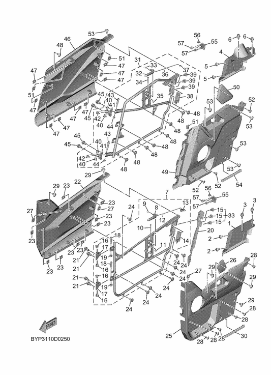 Yamaha BYP-K8572-00 Pnl. , Door Rr. Rh. — shown on the Side Cover 2 parts diagram