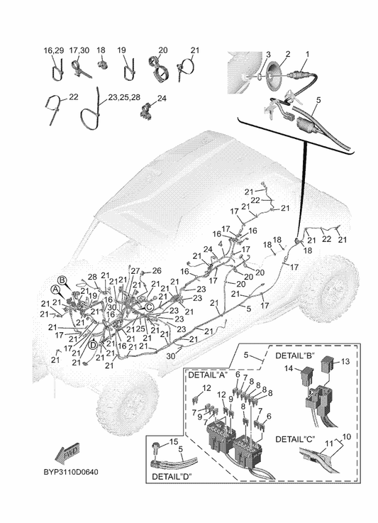 Yamaha BYP-H2117-10 Wire, Lead — shown on the Electrical 3 parts diagram
