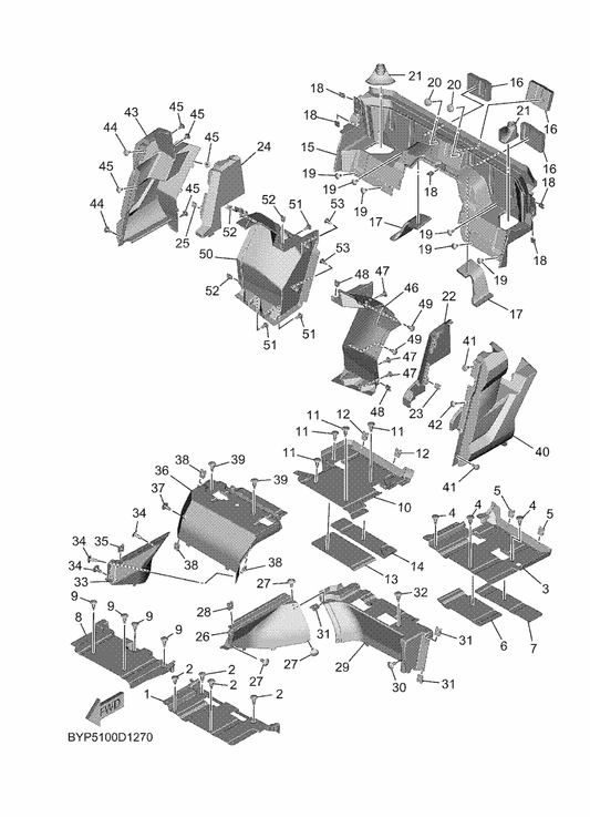 Yamaha B8K-F845J-01 Plate, Rubber 5 — shown on the Side Cover 4 parts diagram