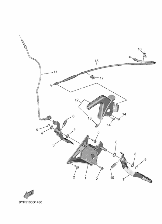 Yamaha BYP-26341-01 Wire, Brake 1 — shown on the Pedal Wire parts diagram