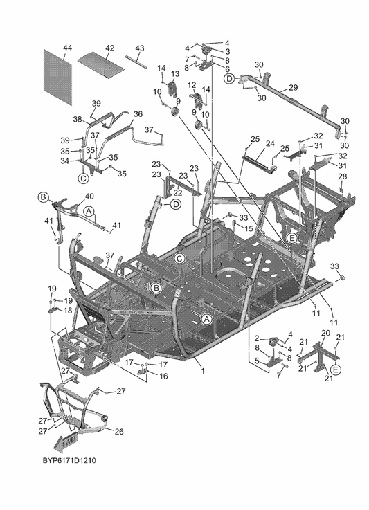 Yamaha B4J-F110J-01 Damper Brace Assy — shown on the Frame parts diagram